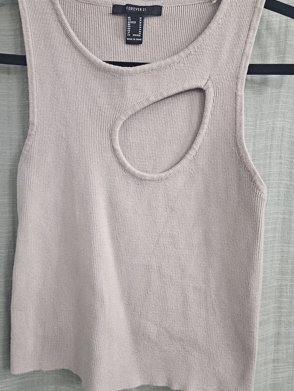 Forever 21 Taupe Cutout Ribbed Tank Top